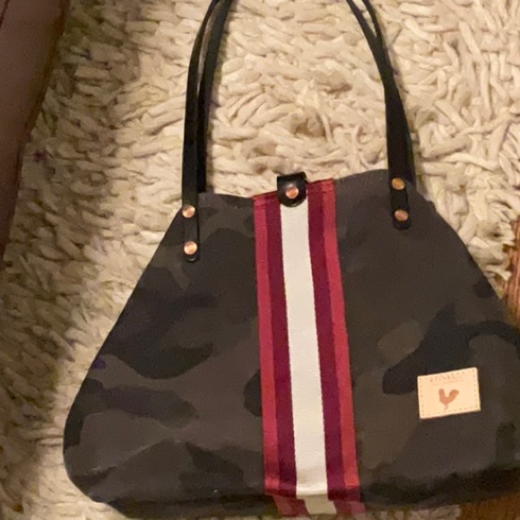 Meanwhile Back on the Farm Graphite Waxed Camouflage Perfect Tote with Webbing. - Picture 3 of 3